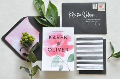 Watercolor Calligraphy Wedding Invitations Julie Song Ink Modern