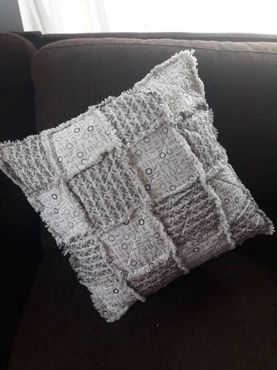 Rag Quilt Couch Pillow- Country and Farmhouse Accent Pillow- Elegant Rag Quilt Couch Decor- Wedding Gift Square Sofa Decor-Housewarming Gift $45.00
