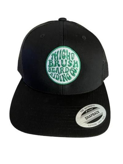 THIGHBRUSH® BEARD RIDING COMPANY - Trucker Snapback Hat - Black - Green Logo