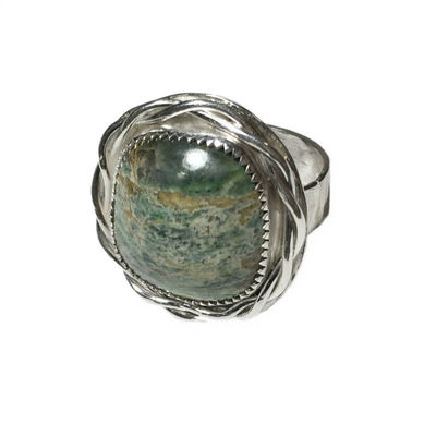 Vintage Style Sterling Silver Silver Peak Variscite Ring Size 7 1/4 $58.49