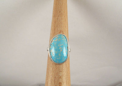 Nevada Genuine Turquoise and Sterling Silver Chunky Boho Statement Ring Size 7 $44.96