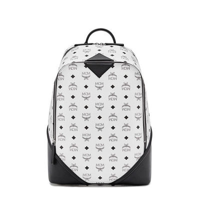 MCM Medium Duke Visetos Backpack In White