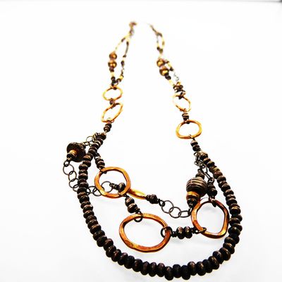 Vintage Jai Mixed Metal Necklace, Multi Chain Design Jai for John Hardy BOHO Fashion Jewelry Vintage 1990s Designer Signed Early Collection $132.00