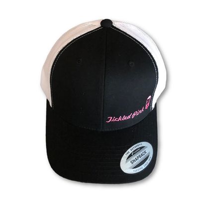 THIGHBRUSH® "Tickled Pink" - Trucker Snapback Hat - Black and White with Pink $25.00