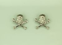 Silver Skull and Crossbone Magnetic Non Pierced Earrings $25.00 Designed by LauraWilson.com