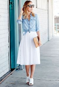 White summer midi skirt
