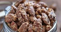Sweet Snack Recipe: Cinnamon Sugar Glazed Nuts. This recipe calls for egg whites, not necessary. My mom made these all the time with not only almonds but pecans. Just butter, cinnamon, sugar, salt and vanilla extract. Run them in the oven on a low temp un...