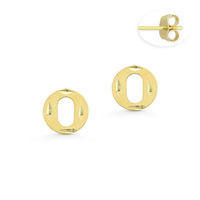 Initial Letter "O" Stud Earrings with Push-Back Posts in 14k Yellow Gold - BD-ES051O-14Y