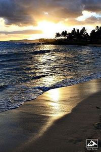 Sunset on Poipu Beach - Kauai, Hawaii. Ben and I will be there in two weeks!