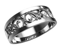 Milgrain Wedding Band Filigree Wedding Ring Band Milgrain gold ring Flower band floral ring in 14K or 18K white gold with 6 accents $917.70