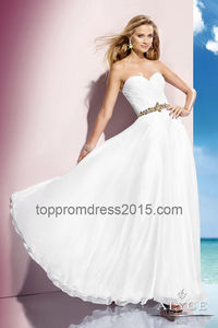 Strapless A-line Alyce Paris 35576 White Prom Dresses with Jeweled Belt