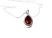 14K White gold Ruby Pendant Teardrop Pendant Pear Pendant Solitaire Royal Red Jewelry July Birthstone $940.00