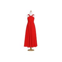 Red Azazie Dora JBD - Ankle Length V Neck Chiffon Back Zip Dress - Charming Bridesmaids Store