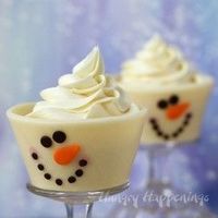 white chocolate snowmen cupcakes