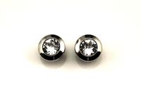 13 mm Round Magnetic Earrings With Faceted Crystal Set in A Wide Silver Bezal Setting $50.00 Designed by LauraWilson.com